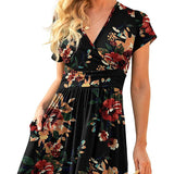 Women's Printed Short Sleeve Pocket Dress