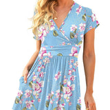 Women's Printed Short Sleeve Pocket Dress